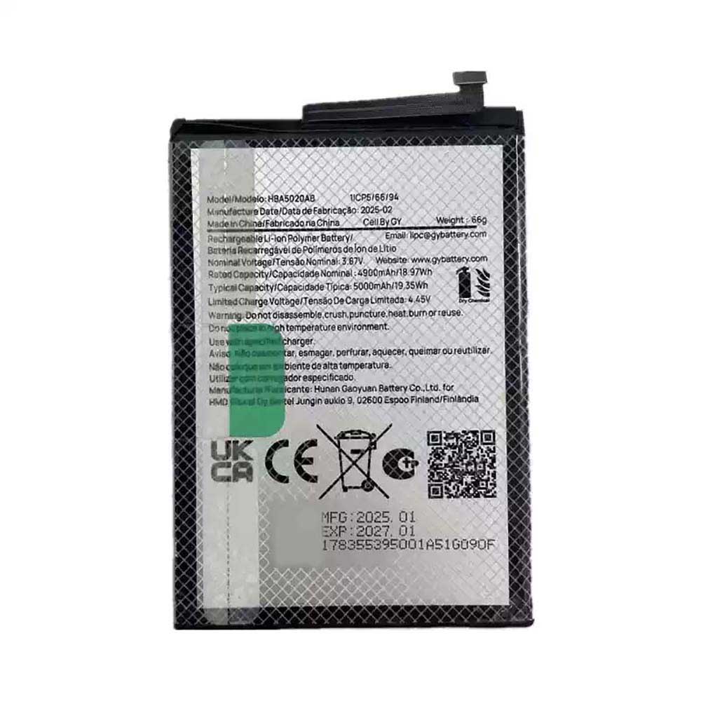 3.87V 5000mAh HBA5020AB Smartphone Battery for Nokia HBA5020AB