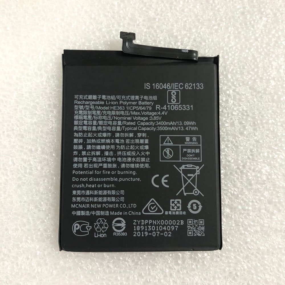 3.85V/4.4V 3400mAh/13.09WH HE363 Smartphone Battery for Nokia 8.1' X7 TA-1119