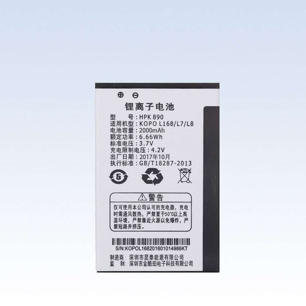 3.8V/4.35V 2000mAh/7.6WH HPK890 Smartphone Battery for KOPO A1