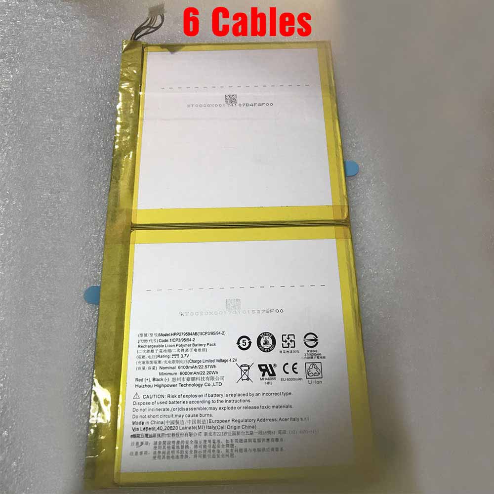 3.7V 6100mAh HPP279594AB Tablet Battery for Acer Iconia One B3-A40 A7002