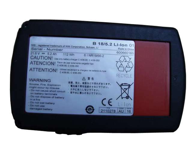 21.6V 5.2 Ah/112wh Hilti 2116092 B18/5.2 Replacement Battery