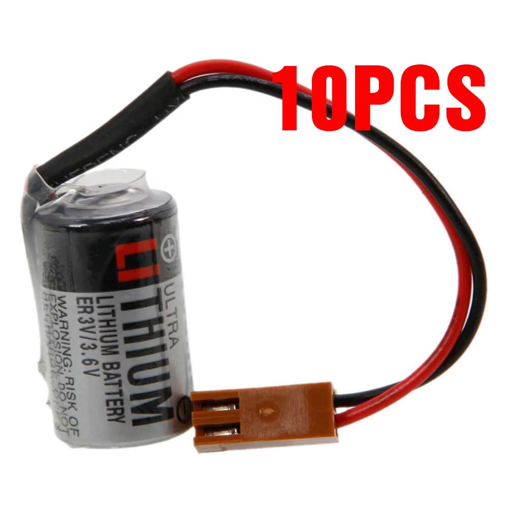 3.6V 1200mah JZSP-BA01 PLC Battery for Toshiba JZSP-BA01 YASKAWA PLC with ER3V/3.6V brown plug 10pcs