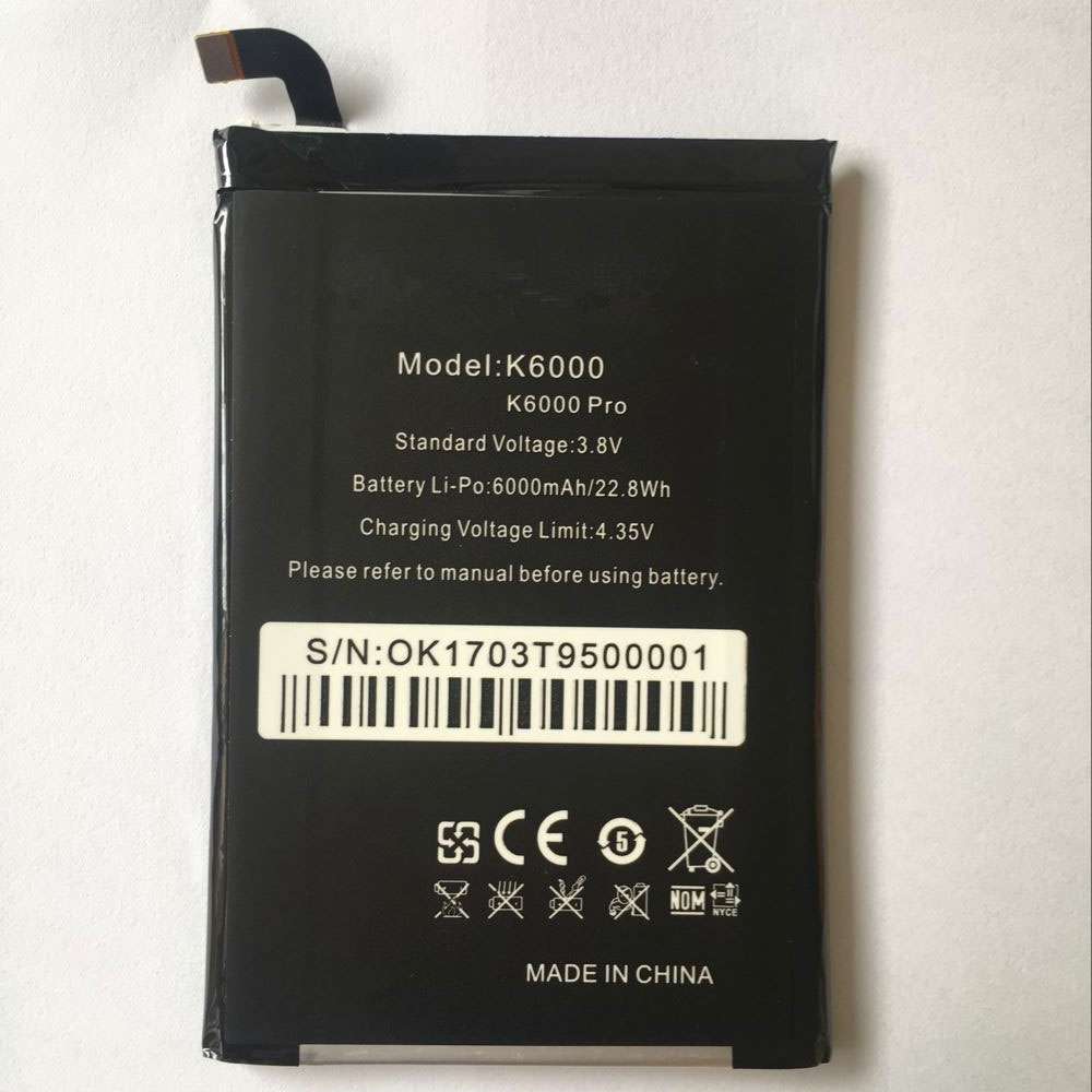 3.8V/4.35V 6000mAh/22.8WH oukitel K6000/K6000 PRO Replacement Battery