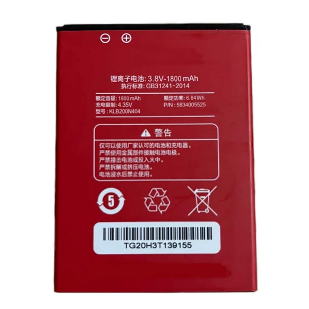 3.8V 1800mAh KLB200N404 Smartphone Battery for Konka KLB200N404
