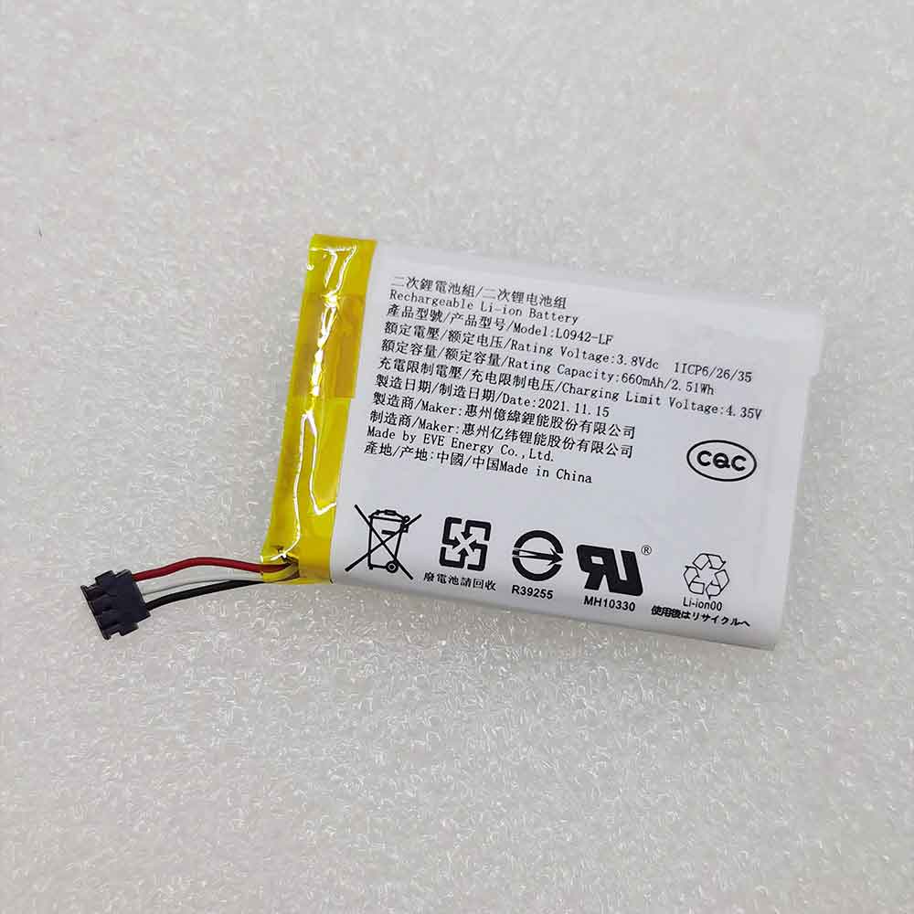 3.8V 660mAh L0942-LF Electronic Batteries for EVE L0942-LF