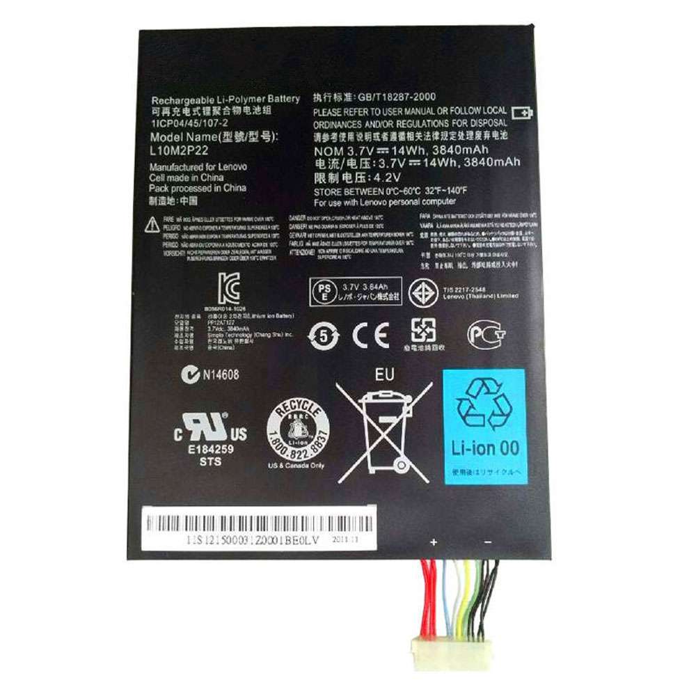 3.7V/4.2V 3840mAh/14WH L10M2P22 Tablet Battery for Lenovo Tab S2007 S2007A S2007A-D Series