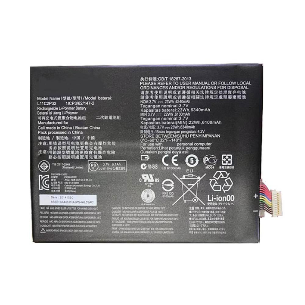 3.7V 6340mAh L11C2P32 Tablet Battery for Lenovo S6000-F H A7600-F/HV A10-80HC Pad