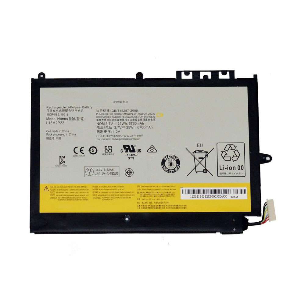 3.7V 25Wh/6760mAh L13M2P22 Tablet Battery for Lenovo MIIX2 3 10 Series