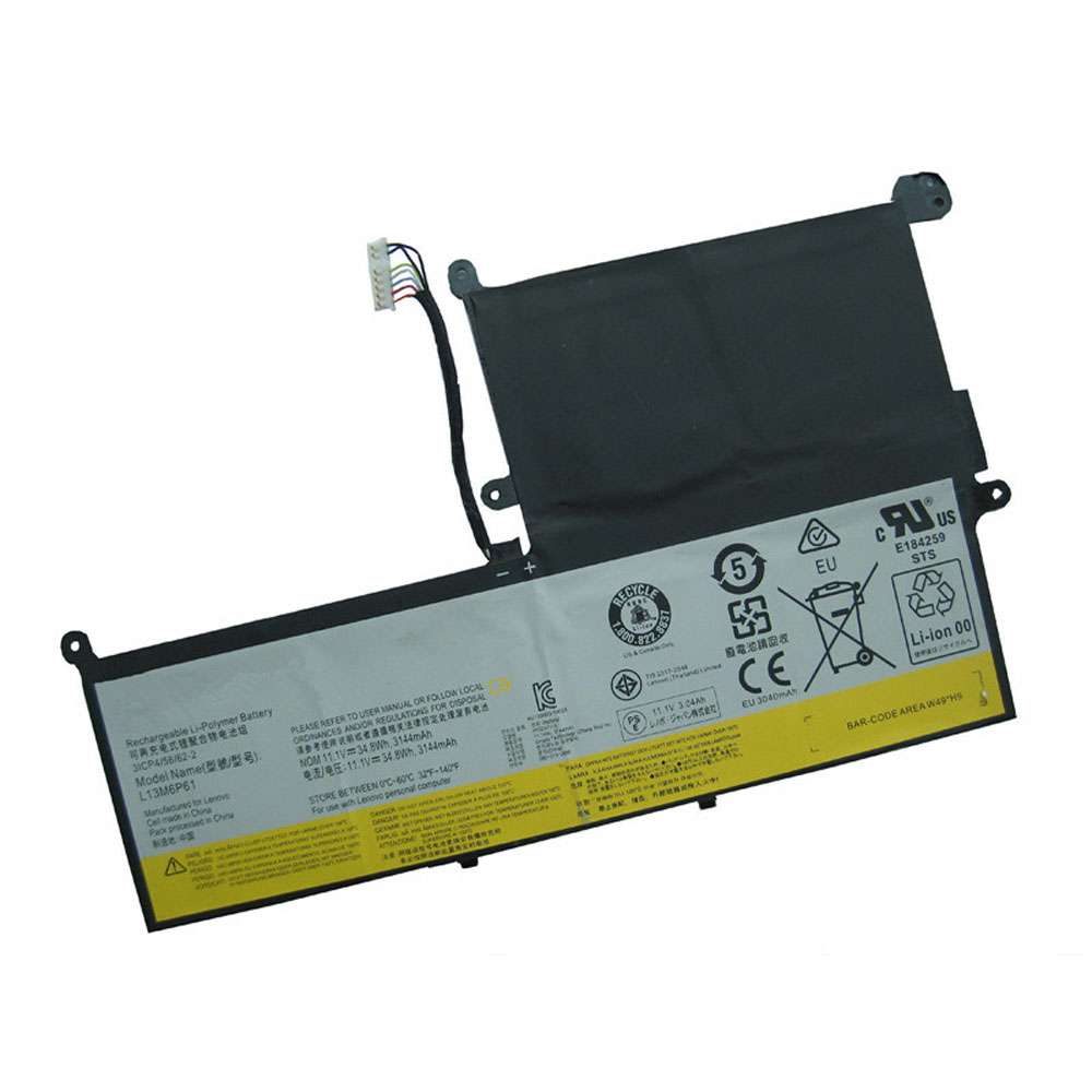 11.1V 3144mAh/34.8Wh L13M6P61 Laptop Battery for Lenovo 3ICP4/58/62-2 L13L6P61 L13S6P61