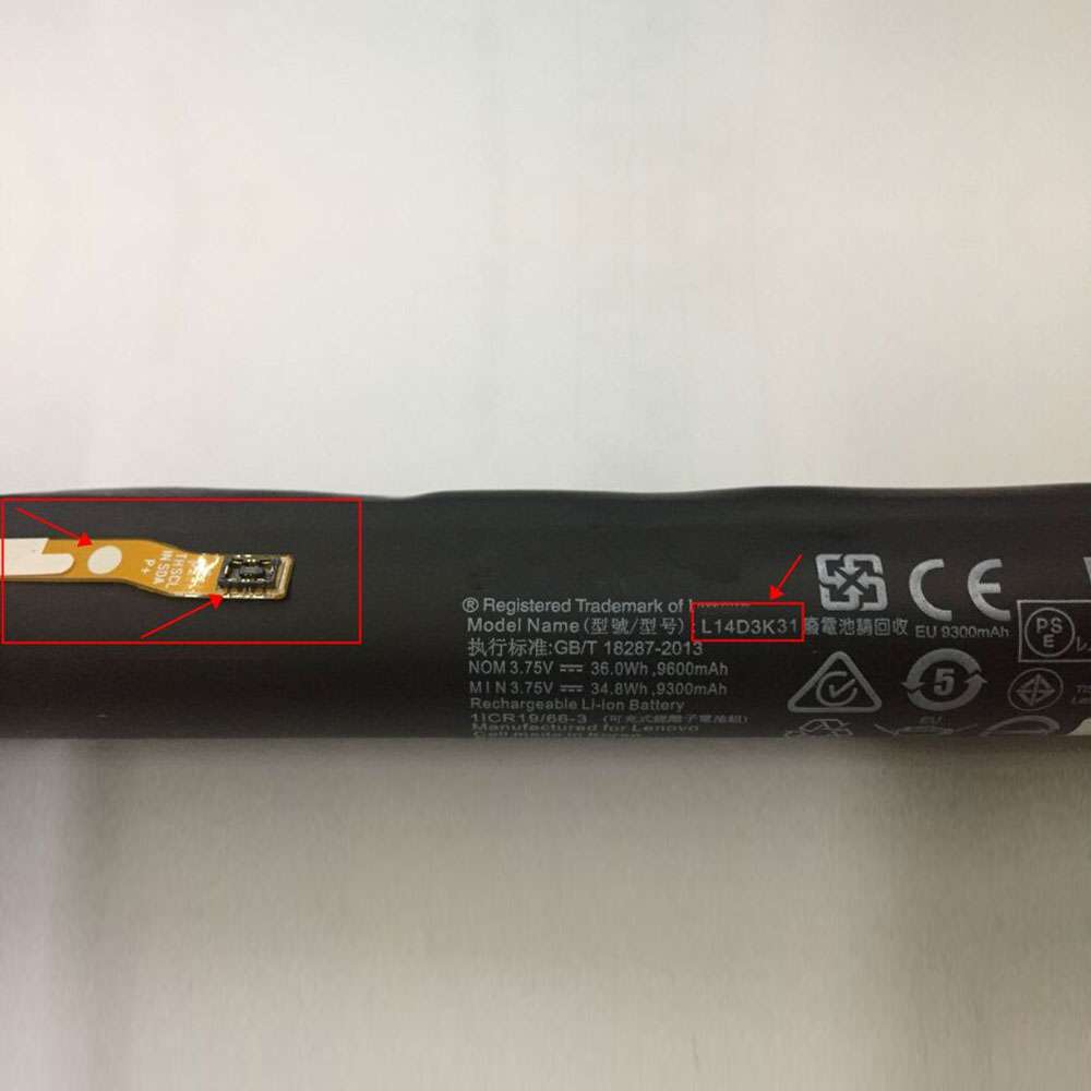 3.75V 36Wh L14D3K32 Tablet Battery for LENOVO Yoga 2 1050F 1051F Series