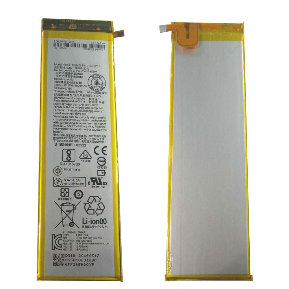 3.8V 4000mAh/15.2Wh L15D1P31 Smartphone Battery for Lenovo Yoga Tab3 Pro YT3-X90L