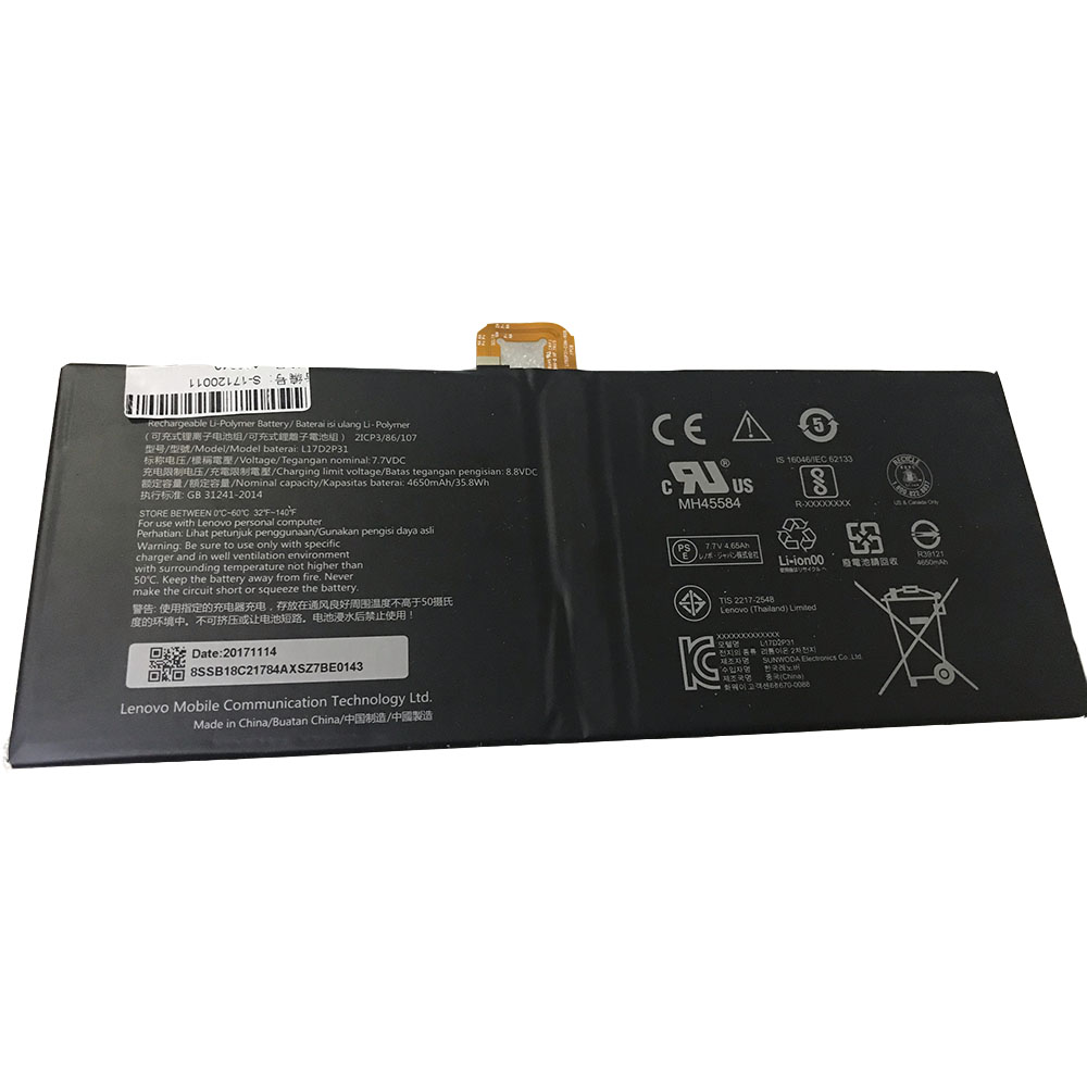 3.7V 3080mAh L17D2P31 Laptop Battery for Lenovo L17D2P31