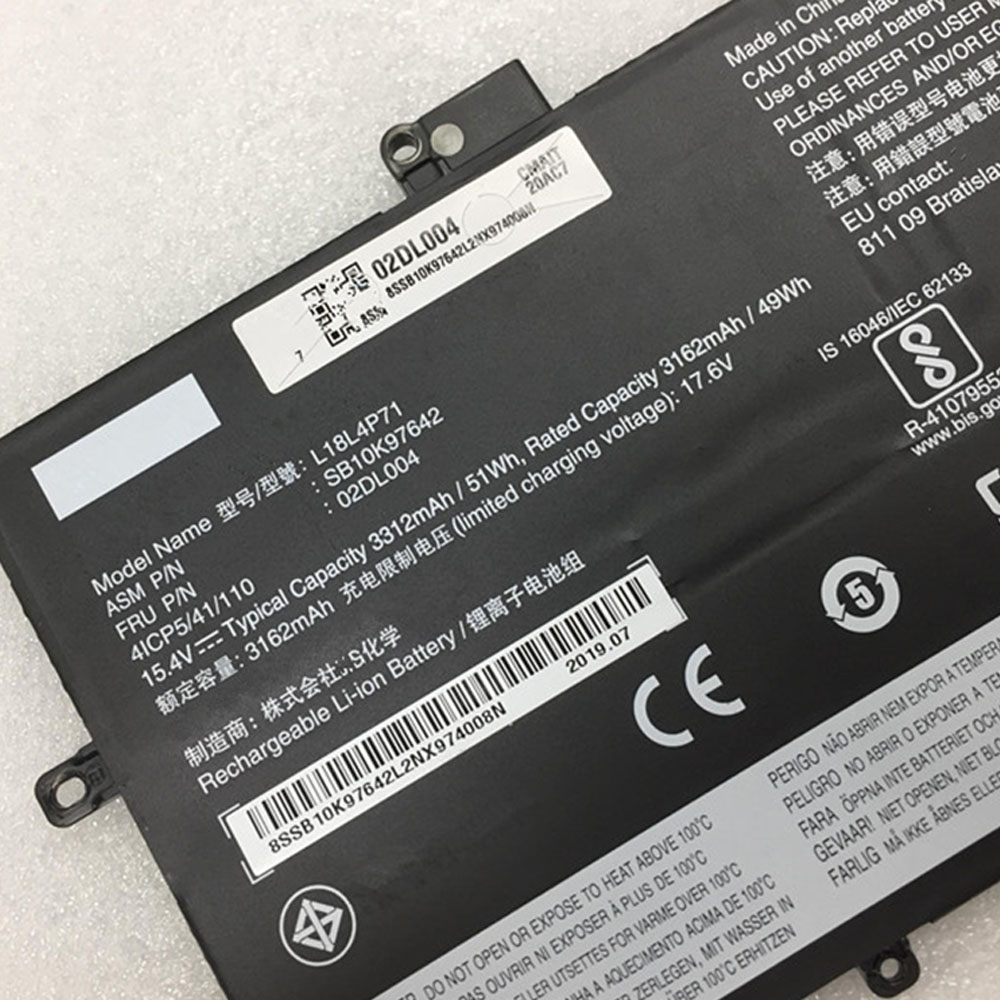 Lenovo ThinkPad X1C 2019 02DL005 L18C4P71 battery