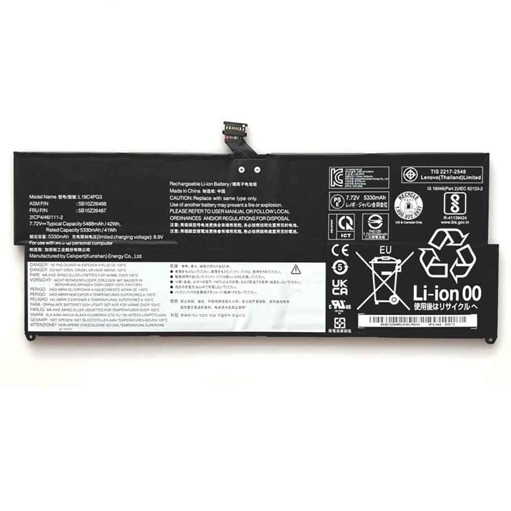 7.72V 5488mAh L19C4PG3 Laptop Battery for Lenovo ThinkPad X12