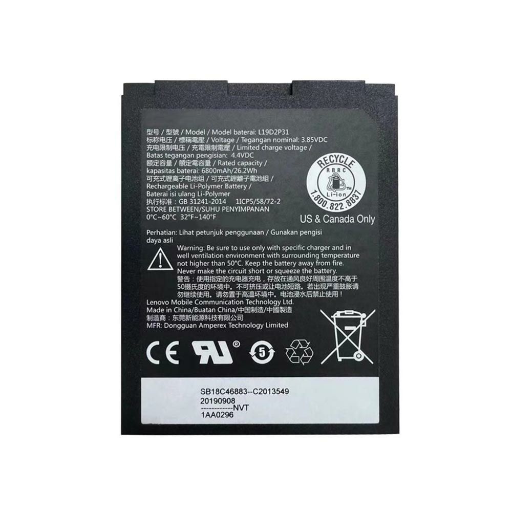 3.85V 6800mAh L19D2P31 Tablet Battery for Lenovo L19D2P31