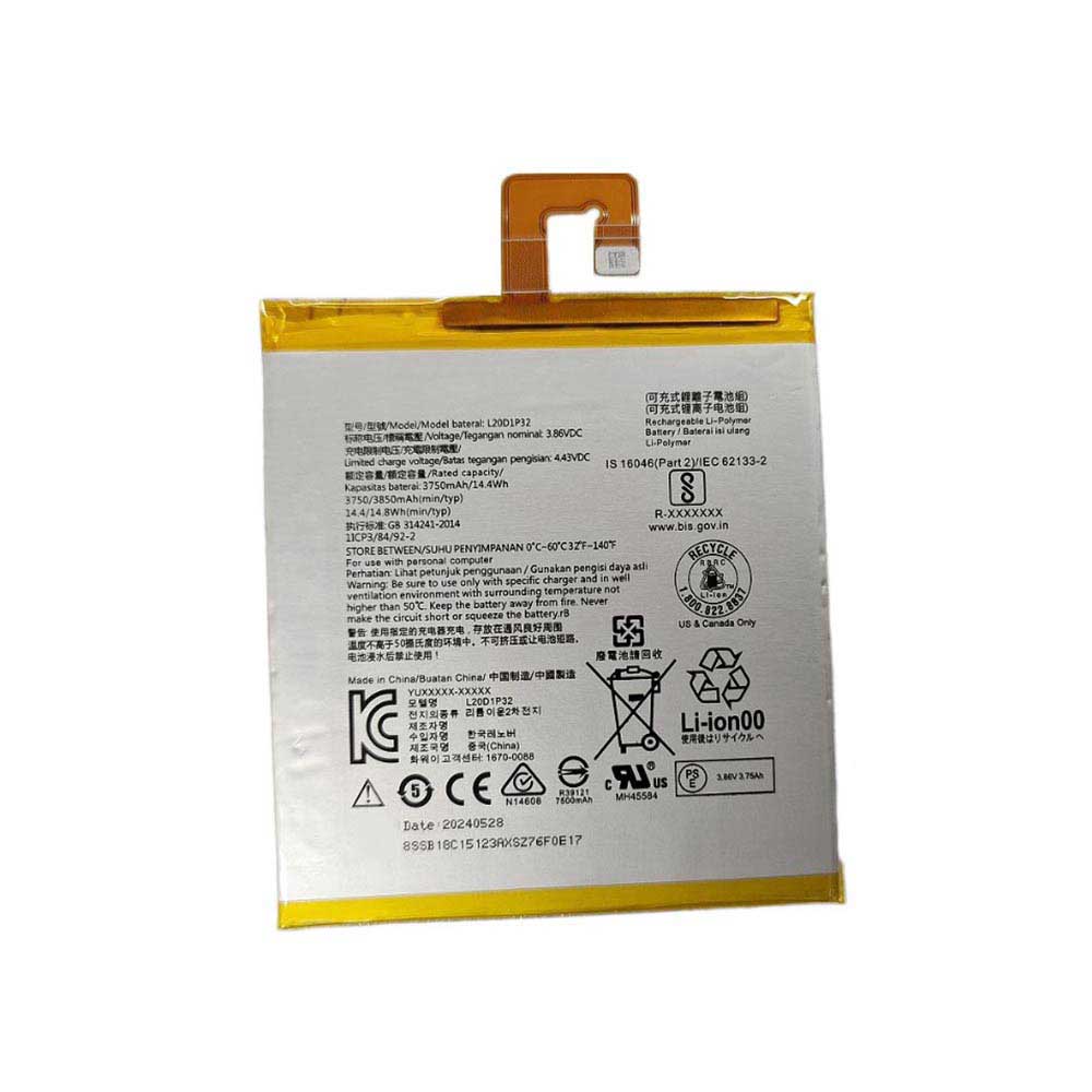 3.86V 3750mAh L20D1P32 Tablet Battery for Lenovo TB-X6C6F TB-X6C6X TAB K10