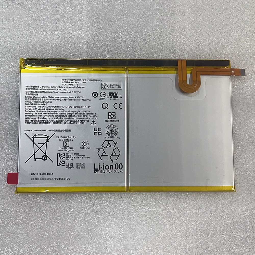 3.86V 10000mAh L20D2P33 Tablet Battery for Lenovo Yoga Pad Pro YT-K606F