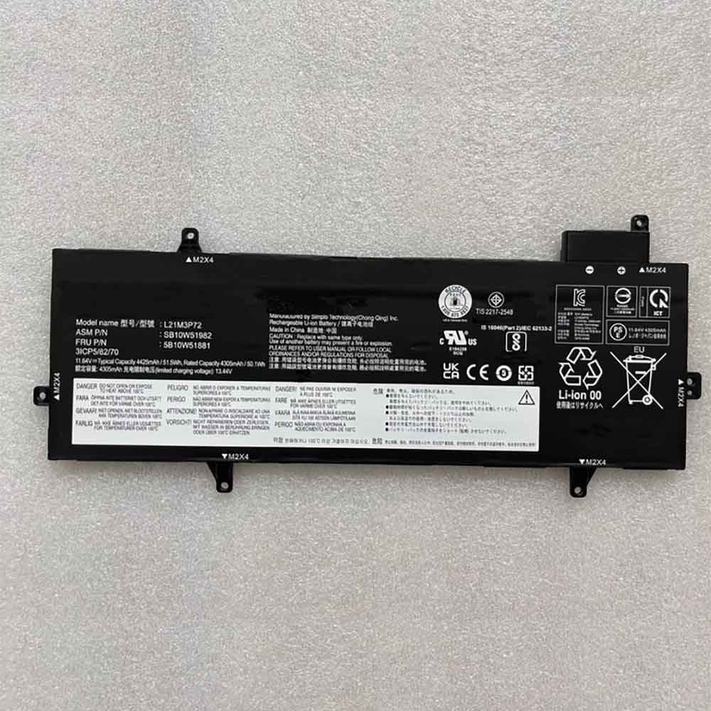 11.64V 4605mAh L21M3P72 Laptop Battery for Lenovo L21M3P72 SB10W51982 5B10W51881