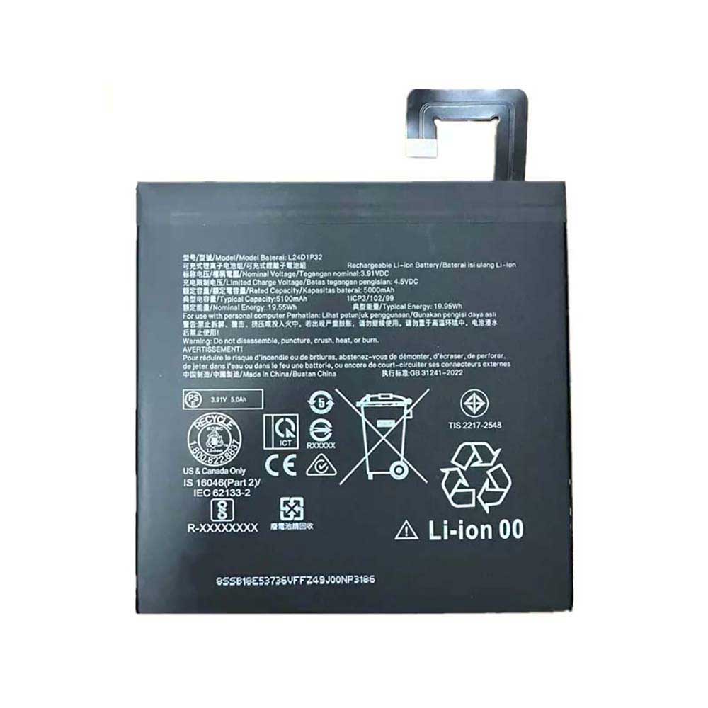3.91V 5000mAh L24D1P32 Tablet Battery for Lenovo L24D1P32