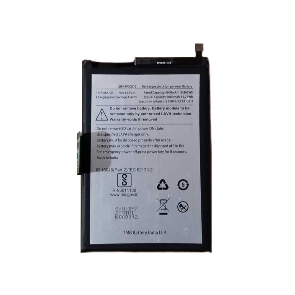 3.85V 5000mAh Lava LBP14900072 Replacement Battery
