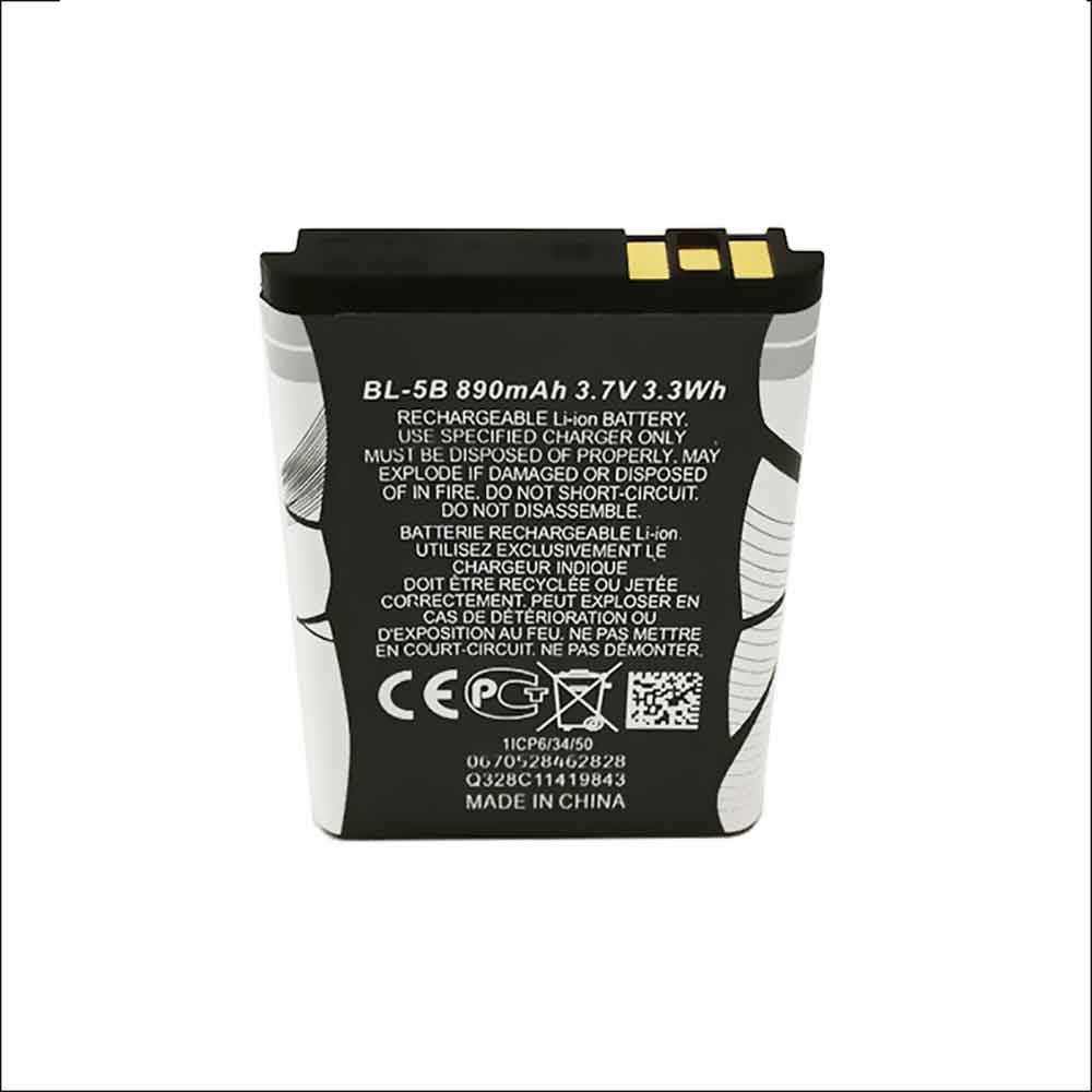 3.7V 4.4V 890mAh/3.3WH BL-5B Smartphone Battery for Nokia 6021 6020 6060