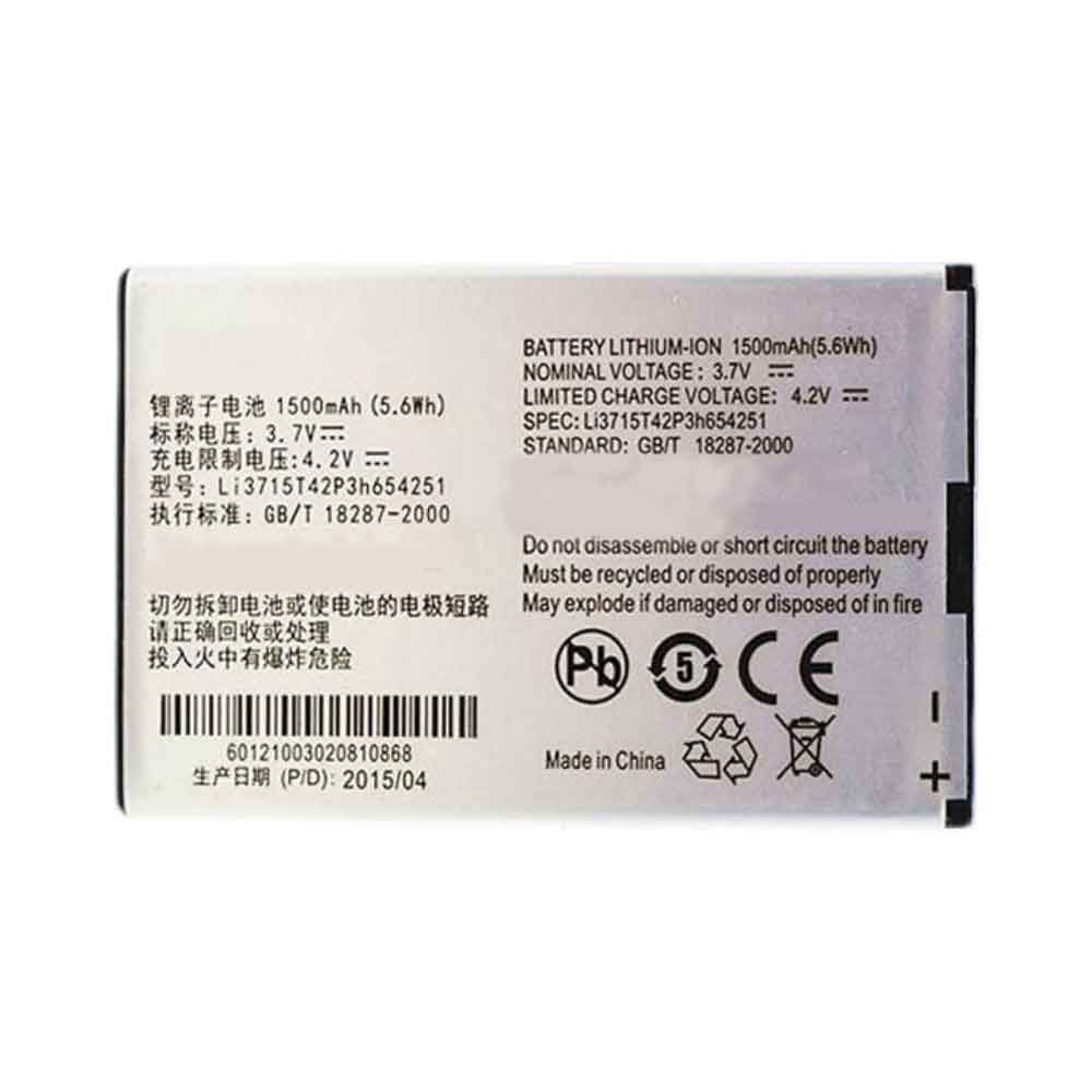 3.7V 4.2V 1500mAh/5.6WH LI3715t42P3H654251 Smartphone Battery for ZTE MF65 MF62 MF61 MF60 MF30 AC33 AC30 Z320