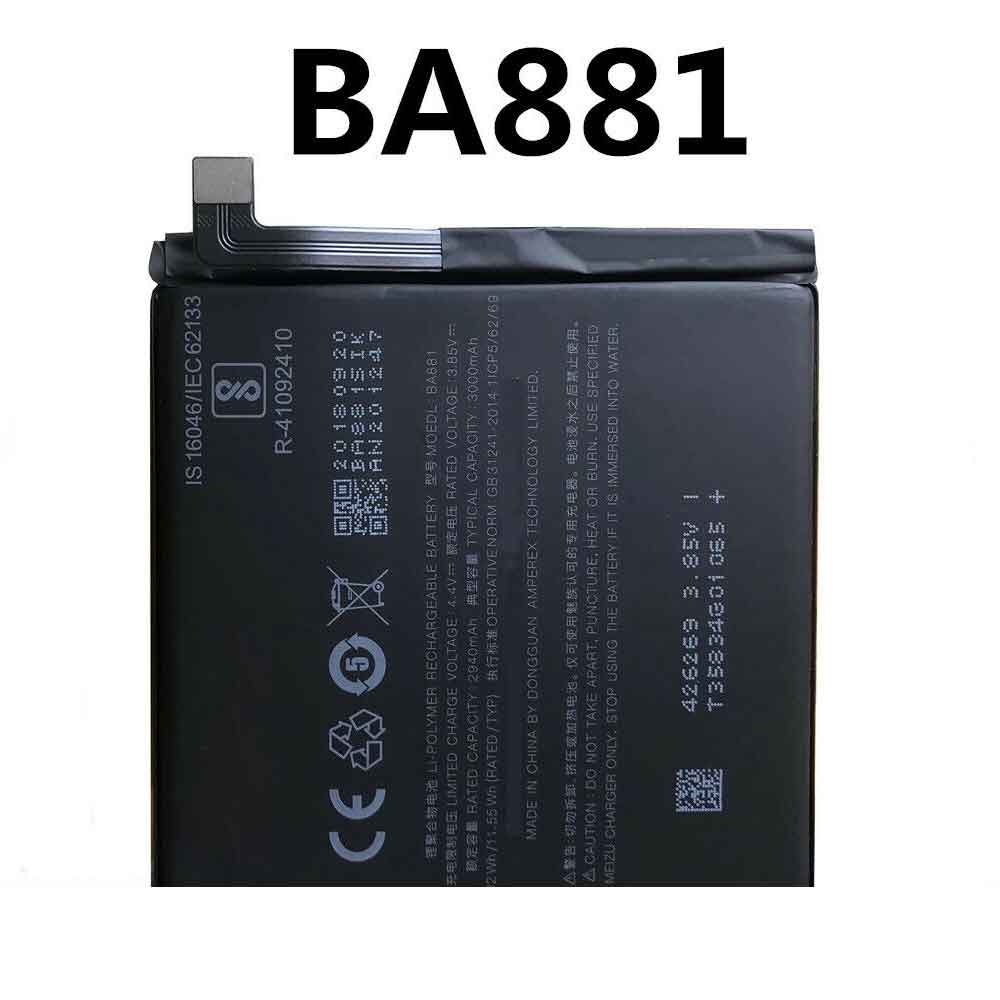 3.85V 4.4V 3000mAh/11.55WH BA881 Smartphone Battery for Meizu 15 M881H M881Q