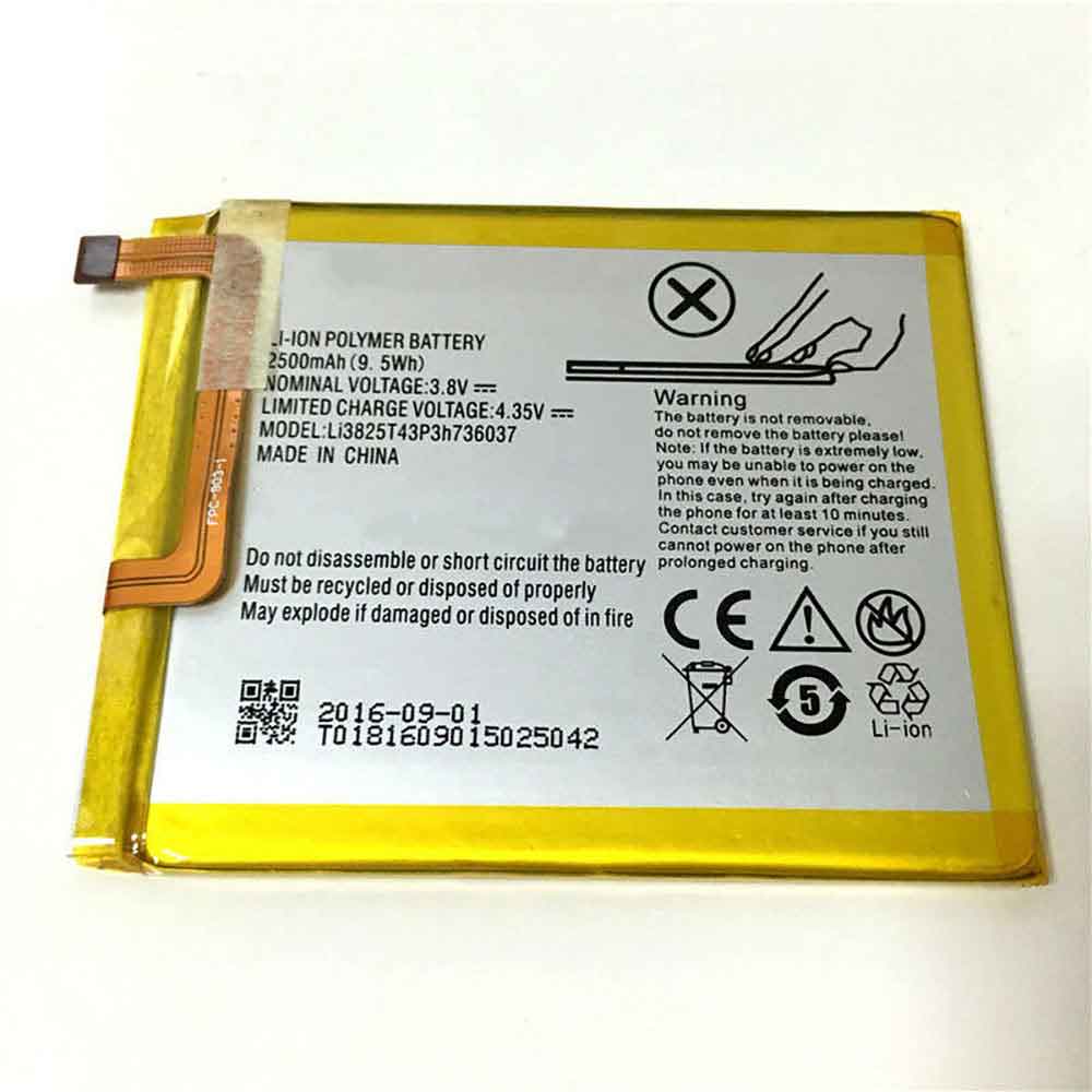 3.8V 4.35V 2500mAh/9.5WH Li3825T43P3h736037 Smartphone Battery for ZTE V0840