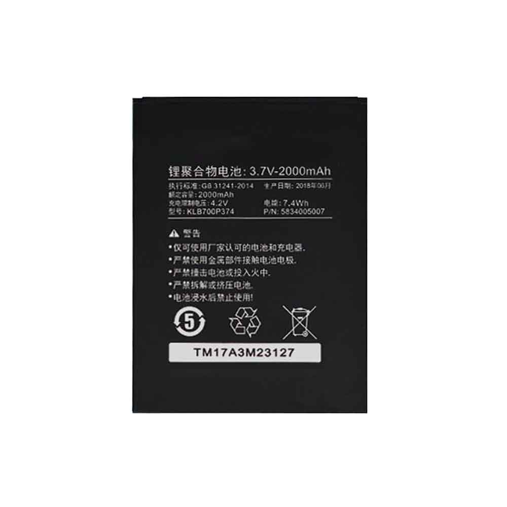 3.7V 2000mAh KLB700P374 Smartphone Battery for Konka D5