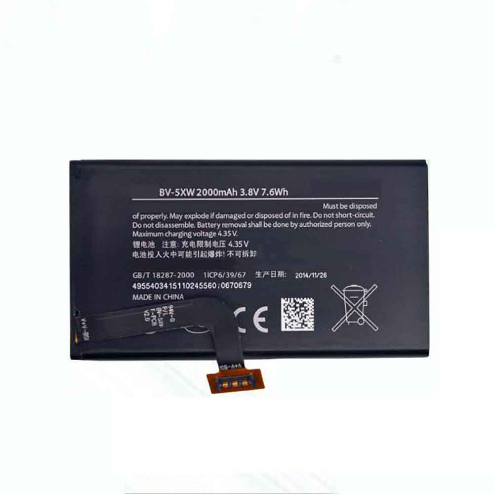 3.8V 4.35V 2000mAh/7.6WH BV-5XW Smartphone Battery for Nokia Lumia 1020 909