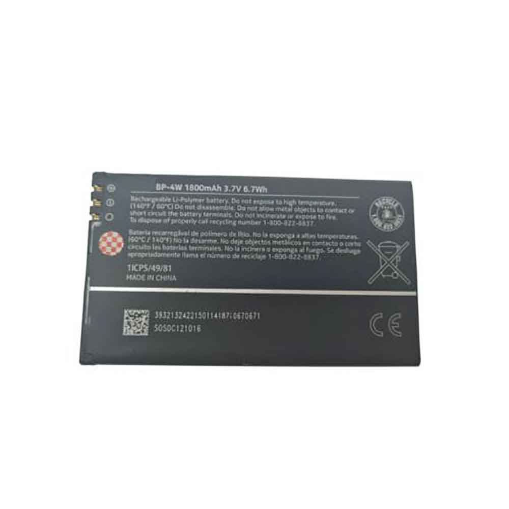 3.7V 1800mAh/6.7WH BP-4W Smartphone Battery for Nokia Lumia 810,822