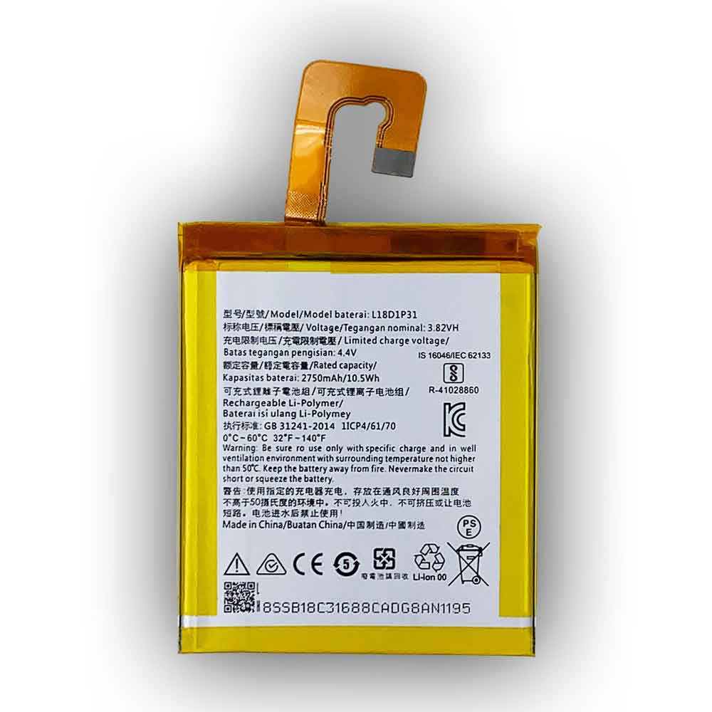3.82V 2750mAh L18D1P31 Tablet Battery for Lenovo Tab E7 TB-7104F