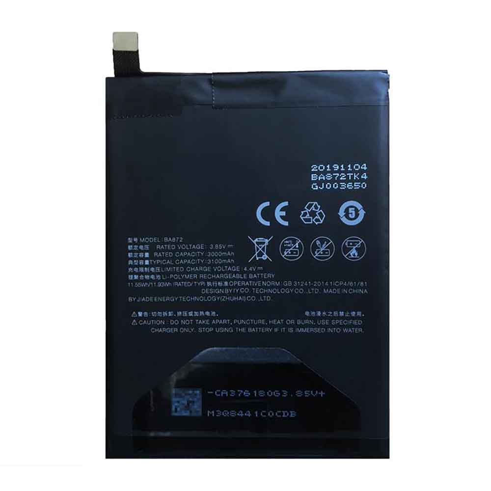 3.85V 3100mAh BA872 Smartphone Battery for Meizu 16 M1872 M872H/Q