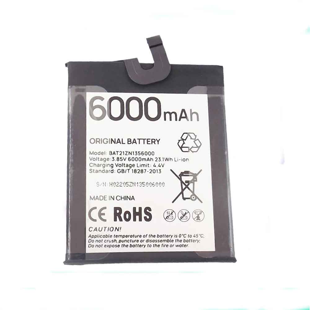 3.85V 6000mAh BAT21ZN1356000 Smartphone Battery for Doogee S98, S98 Pro