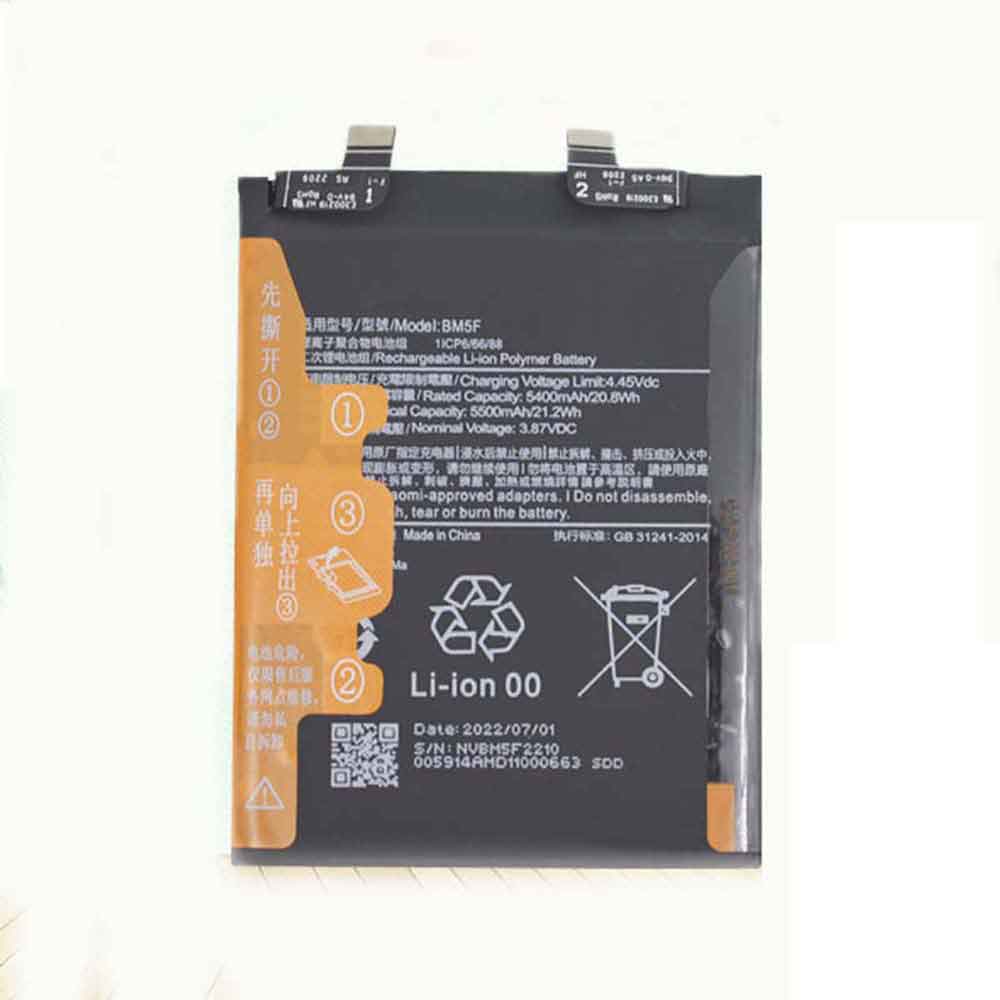 3.87V 5500mAh BM5F Smartphone Battery for Xiaomi Redmi K50