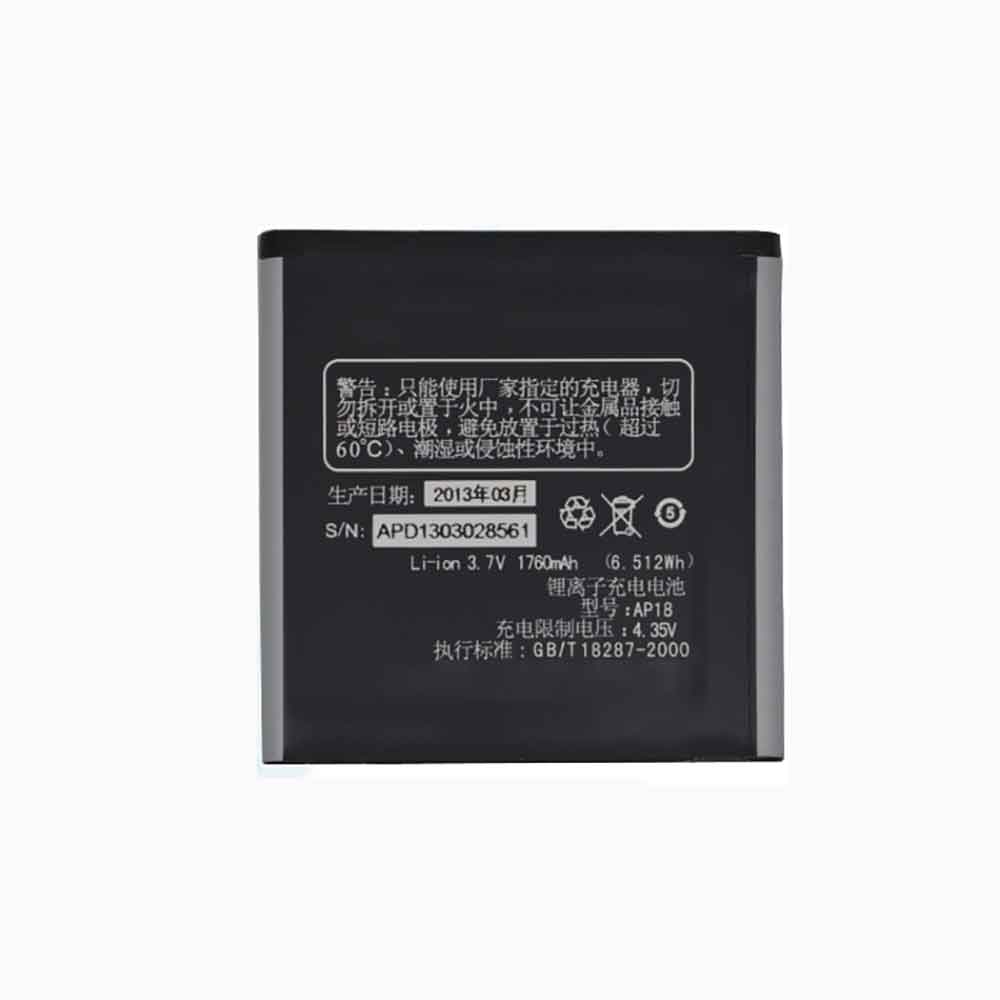 3.7V 1760mAh AP18 Smartphone Battery for K-Touch U9