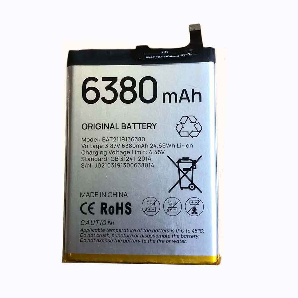 3.87V 6380mAh BAT2119136380 Smartphone Battery for Doogee N40 Pro