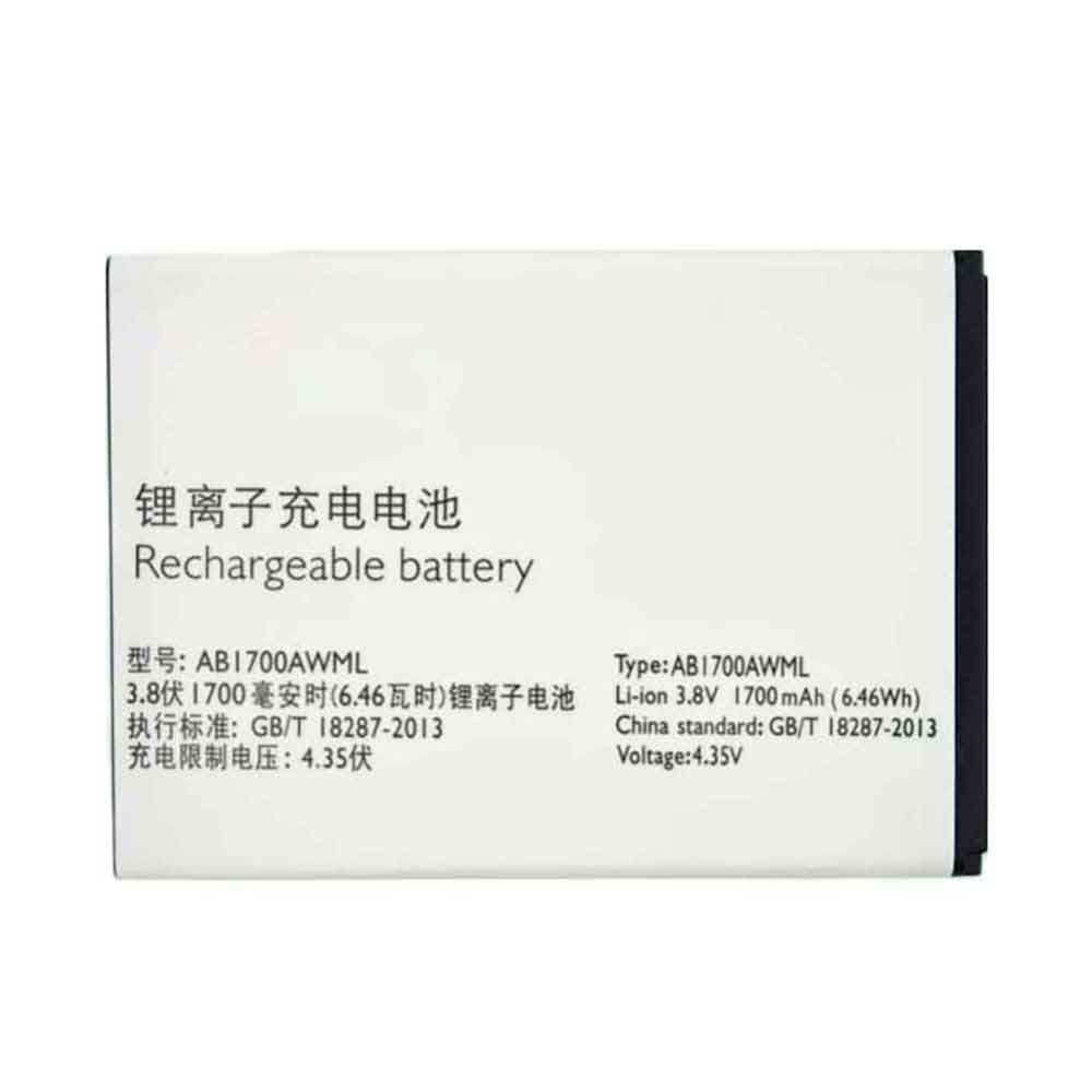 3.8V 1700mAh AB1700AWML Smartphone Battery for Philips S388