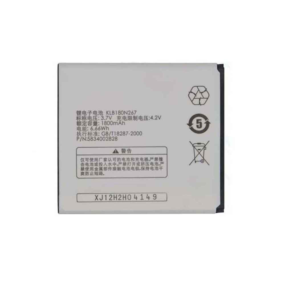 3.7V 1800mAh KLB180N267 Smartphone Battery for Konka W960 E960 V980 V957