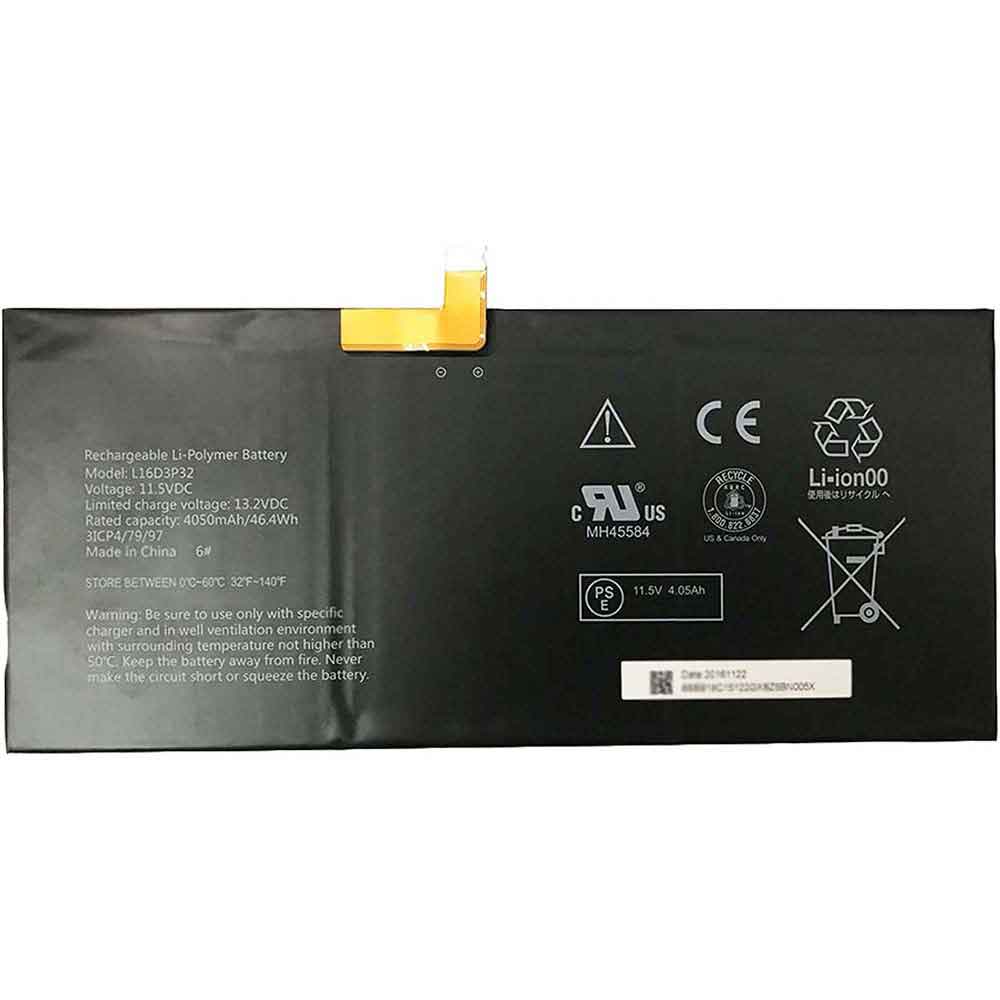11.5V 4050mAh L16D3P32 Tablet Battery for Lenovo 3ICP4/79/97