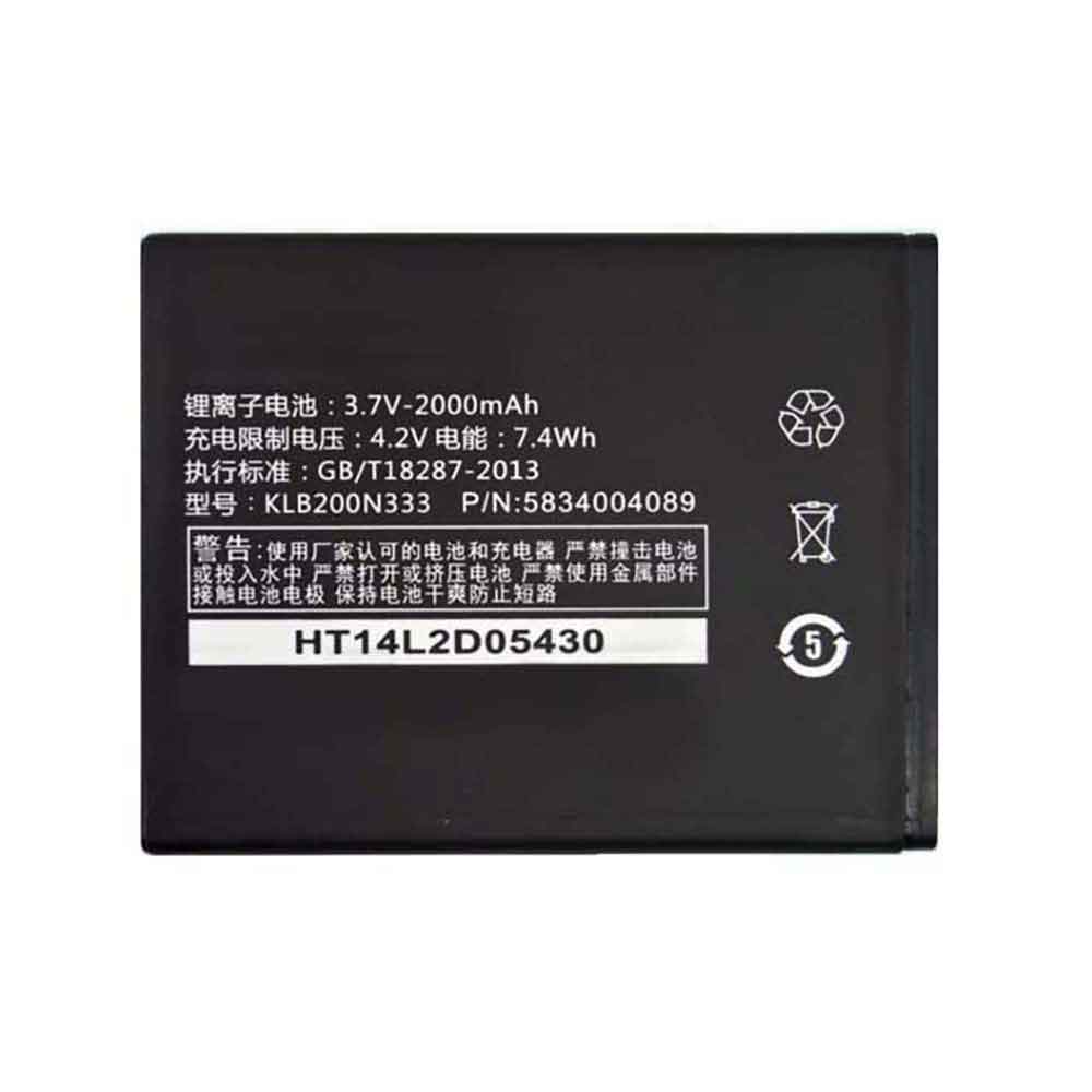 3.7V 2000mAh KLB200N333 Smartphone Battery for Konka EG750