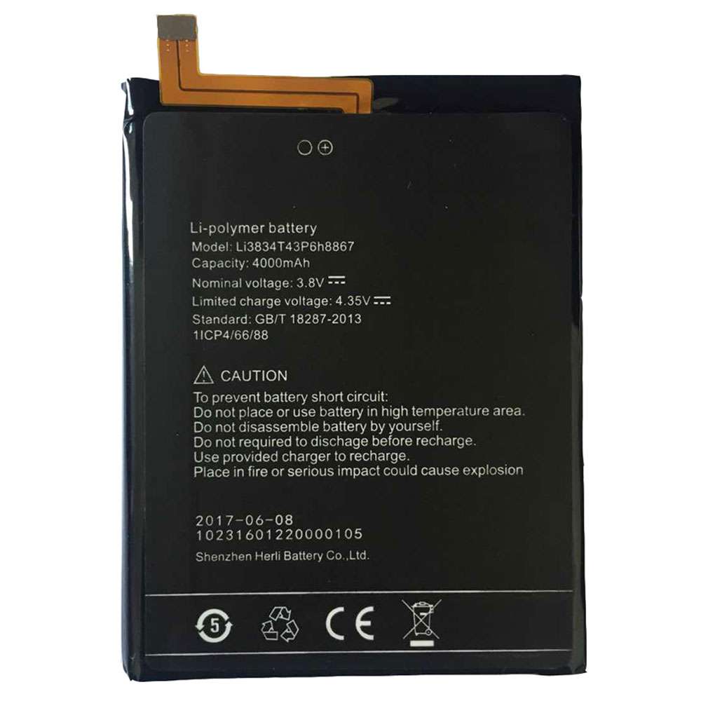 3.8V/4.35V 4000mAh Li3834T43p6H8867 Smartphone Battery for UMI super/ max