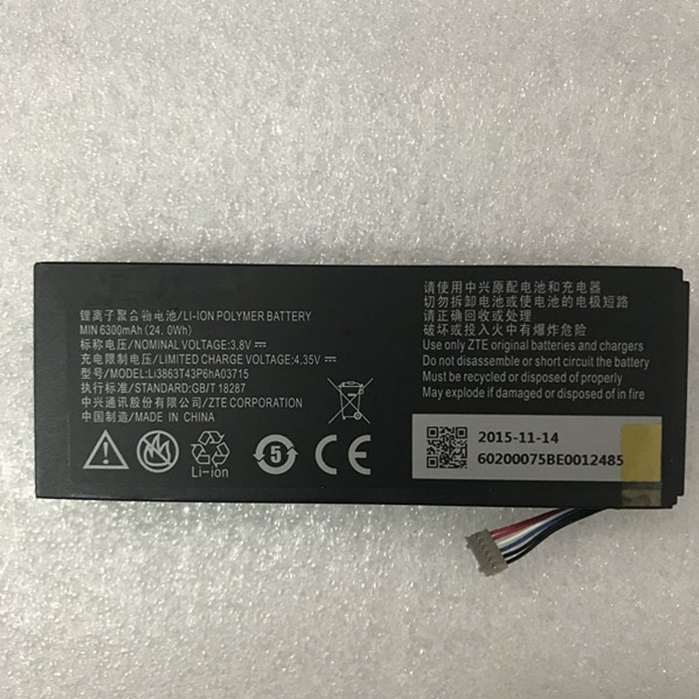 3.8V 6300mAh Li3863T43P6hA03715 Smartphone Battery for ZTE MF97V MF97B MF97G SPro 2