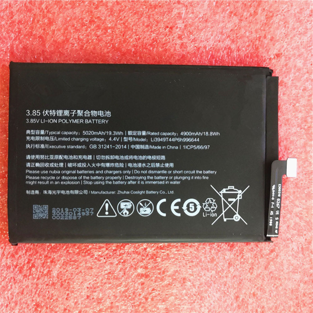 3.85V/4.40V 4900mAh/18.8WH Li3949T44P6h996644 Smartphone Battery for ZTE Nubia Red Magic 3 NX629J