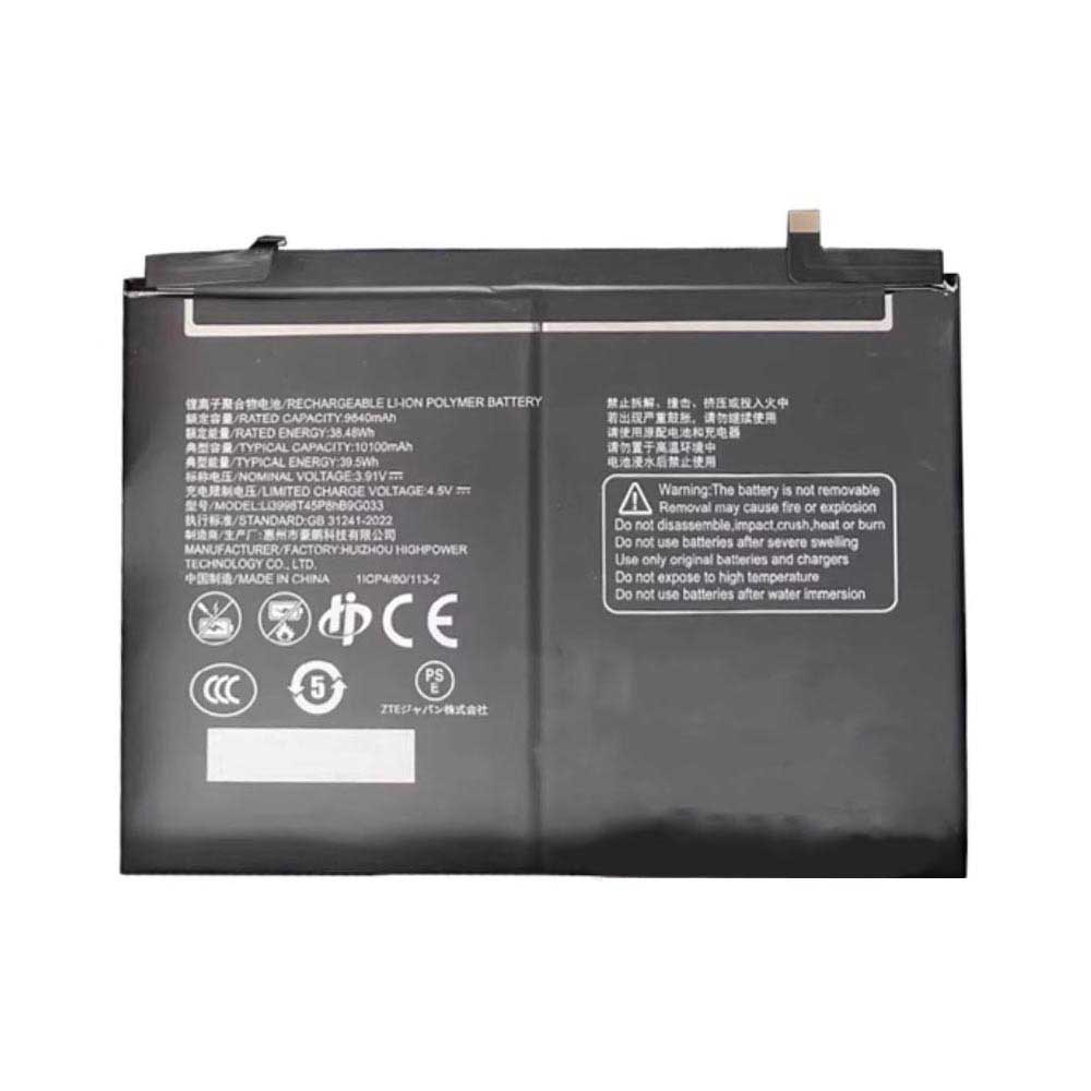 3.91V 10100mAh Li3998T45P8hB9G033 Smartphone Battery for ZTE Z8000
