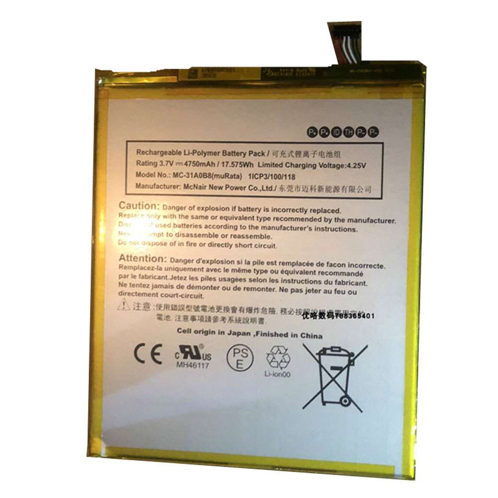 3.8V/4.25V 4750mah/17.57wh MC-31A0B8 Tablet Battery for Amazon Kindle Fire HD 8 7th