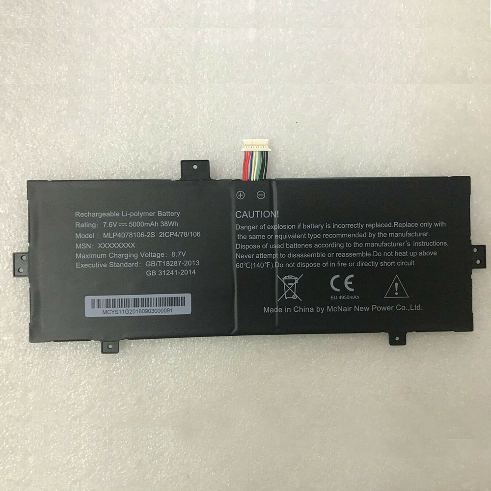 7.6V/8.7V 38WH/5000mAh MLP4078106-2S Tablet Battery for Haier MLP4078106-2S 2ICP4/78/106