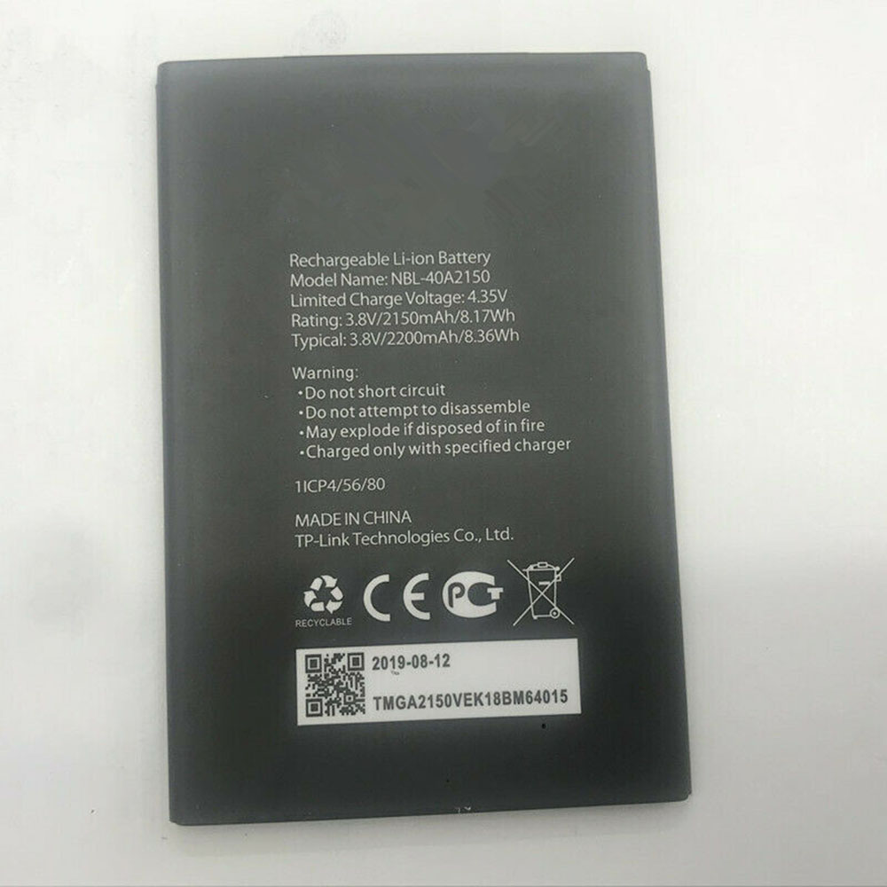 3.8V/4.35V 2150mAh/8.17WH NBL-40A2150 Smartphone Battery for TP-Link Neffos NBL 40A2150