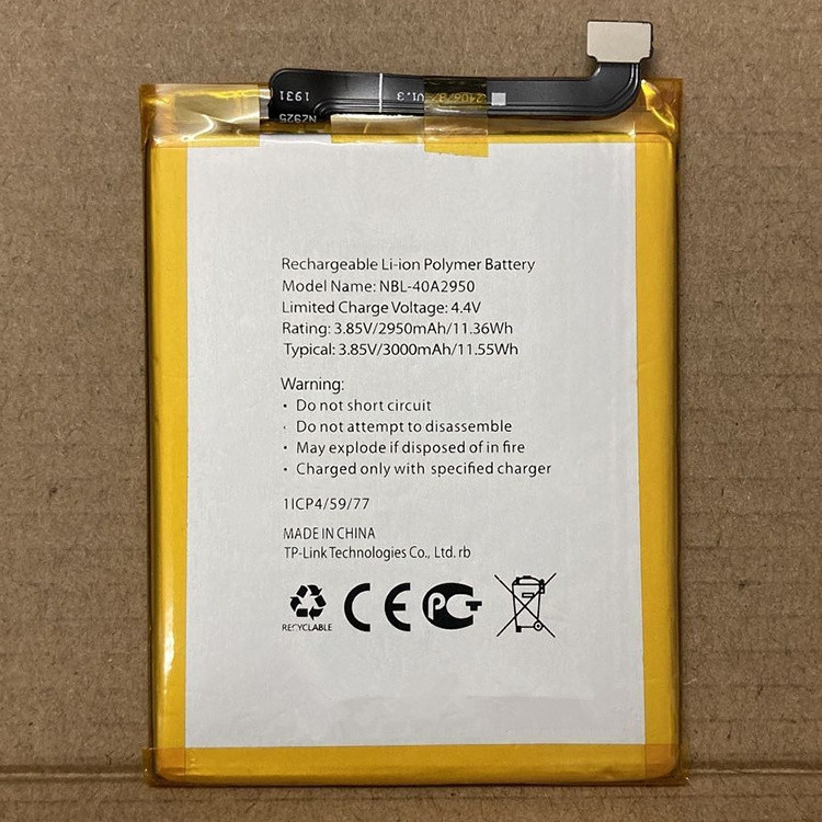 3.85V/4.4V 1.55WH/3000mAh NBL-40A2950 Smartphone Battery for TP-Link NEFFOS NBL-40A2950