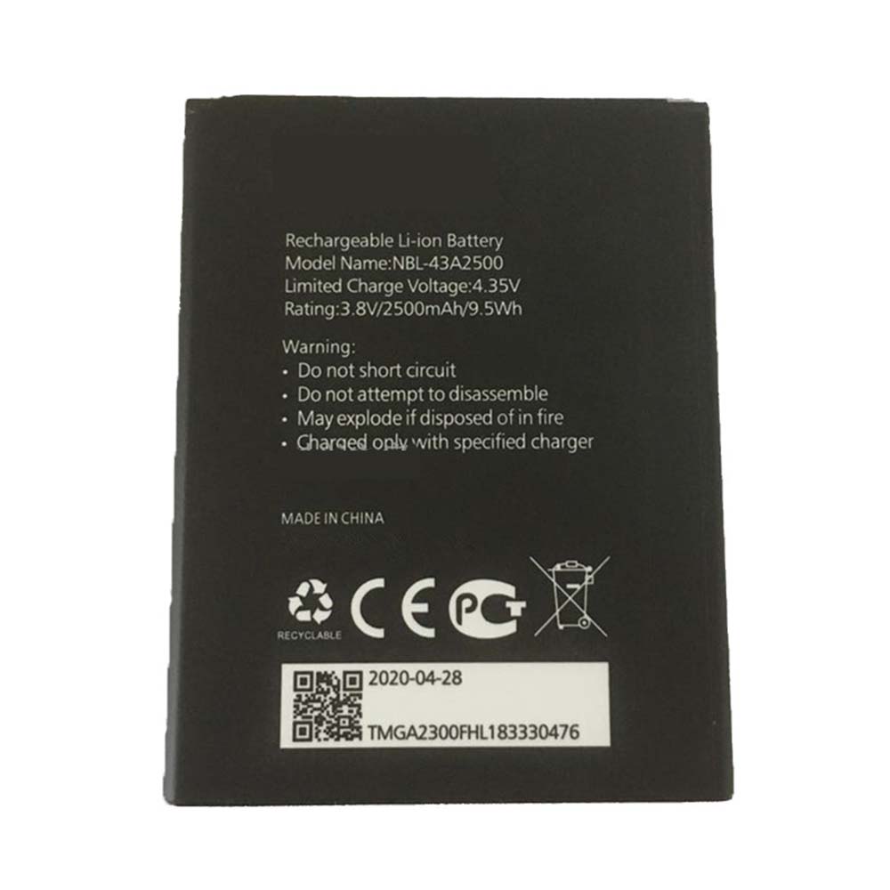 3.8V/4.35V 2500mAh/9.5WH NBL-43A2500 Smartphone Battery for TP-Link Neffos C7S TP7051A TP7051C